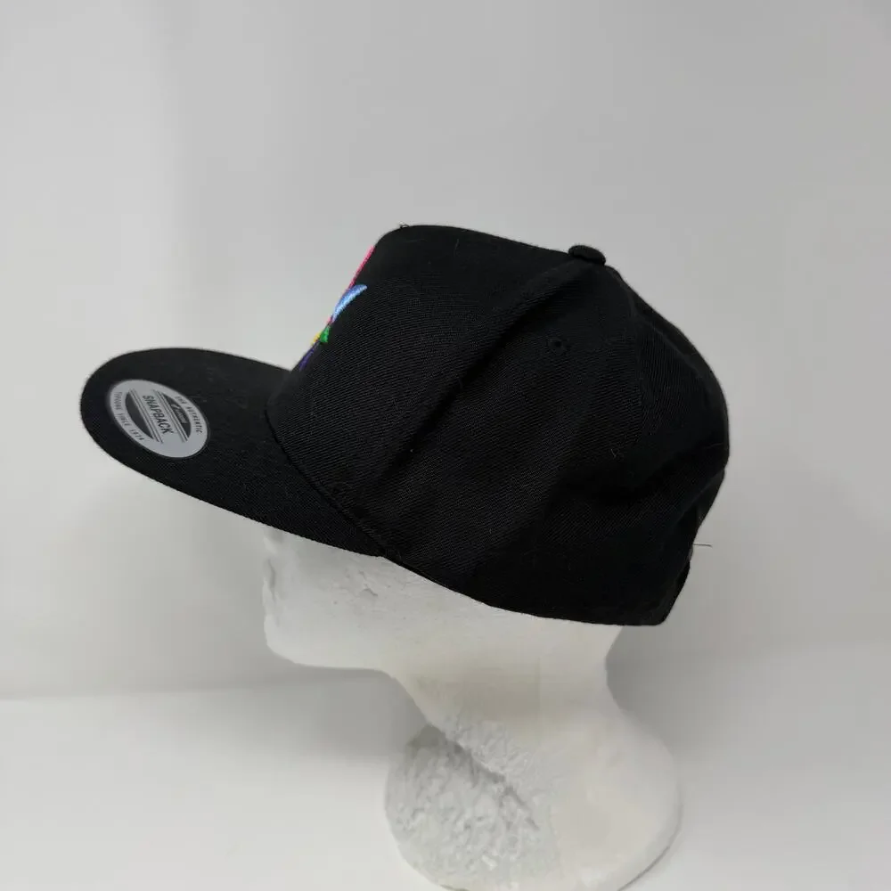 Yupoong Rainbow Leaf Snapback Hat Black Adjustable